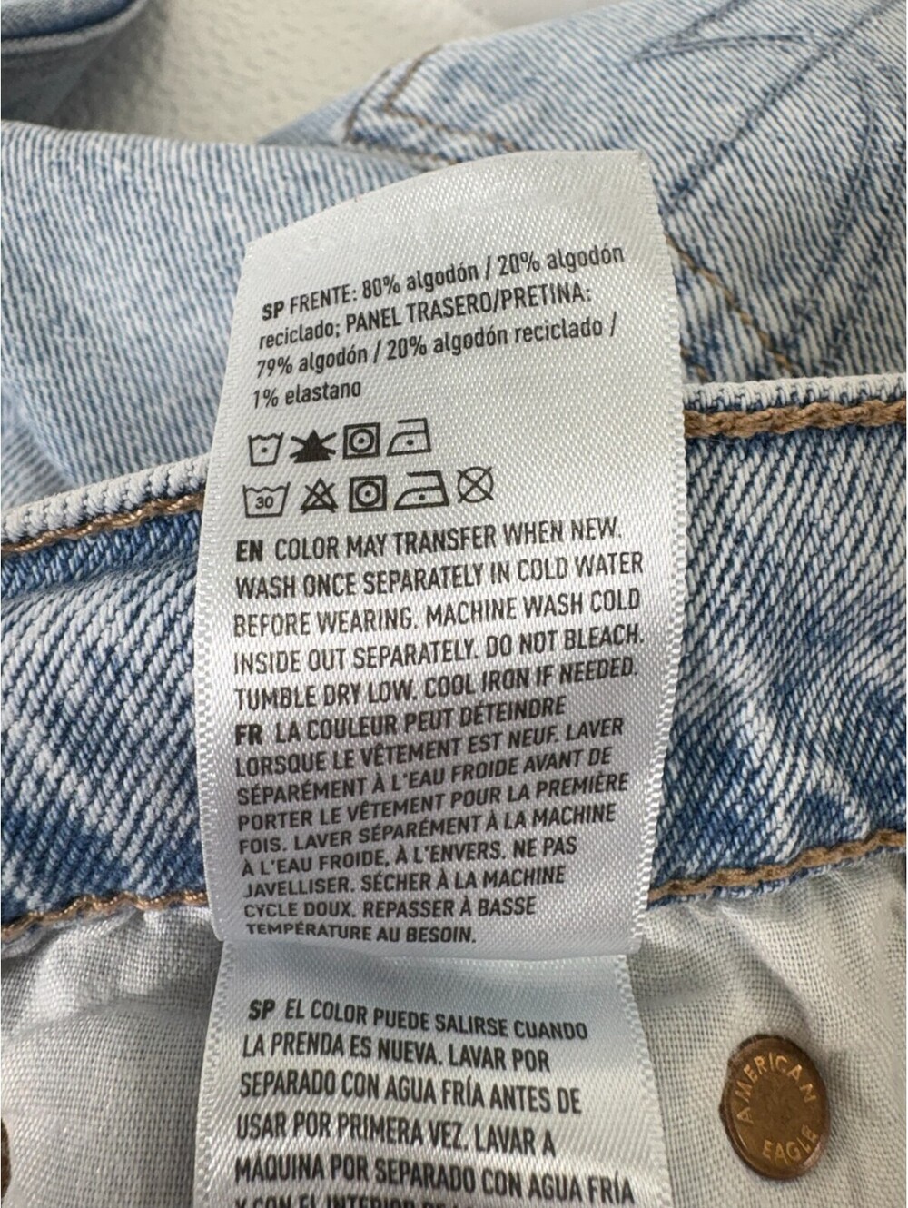 American Eagle Light Blue Distressed High-Rise Straight Leg Jeans Size 0 253D - Picture 5 of 10